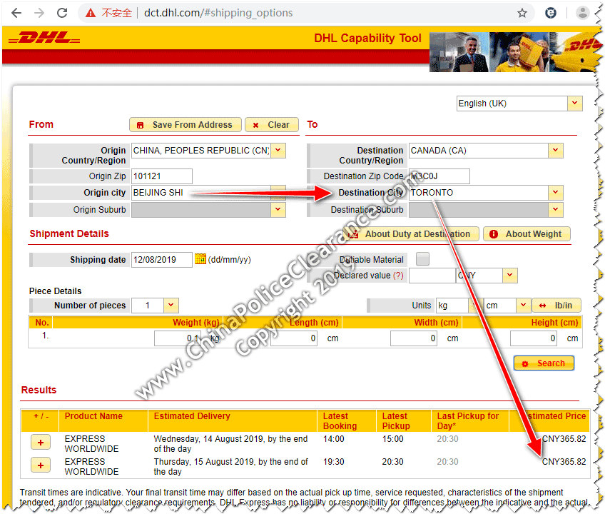 Shipping China Police Check Certificate to Toronto