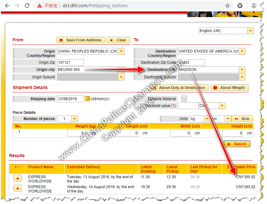 Shipping China Police Check Certificate to Madison